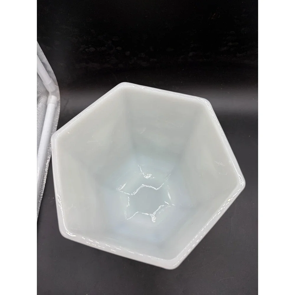 Anchor Hocking Milk Glass Harvest Grape Hexagon Candy Dish with Lid Vintage